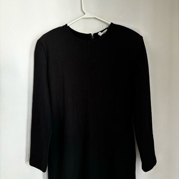 COS Women long sleeve crew neck little black dress with shoulder pads medium NWT - Picture 2 of 12